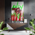 Red Revolver Green Spray Graffiti Brushed Aluminum Dibond Wall Art