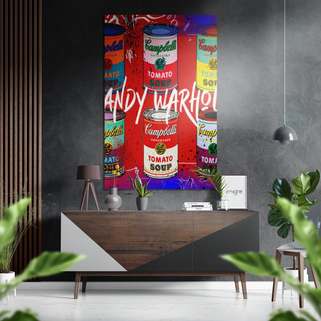 Stacked Tomato Soup Cans Pop Art Brushed Aluminum Dibond Wall Art