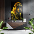Golden Yellow Gorilla In Sunglasses Brushed Aluminum Dibond Wall Art