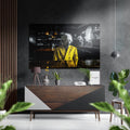 Yellow Blazer Professor At Dark Bar Brushed Aluminum Dibond Wall Art