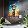 Tropical Sky Aviator Giraffe Brushed Aluminum Dibond Wall Art
