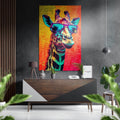 Vivid Neon Giraffe Purple Shades Brushed Aluminum Dibond Wall Art