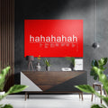 Red Laughter Scale Hahaha Typography Brushed Aluminum Dibond Wall Art