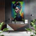 Neon Paint Drip Woman Updo Portrait Brushed Aluminum Dibond Wall Art