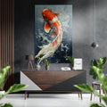 Orange Koi Fish in Blue Water Brushed Aluminum Dibond Wall Art