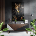 Tabby Cat in Suit Gold Tie Brushed Aluminum Dibond Wall Art