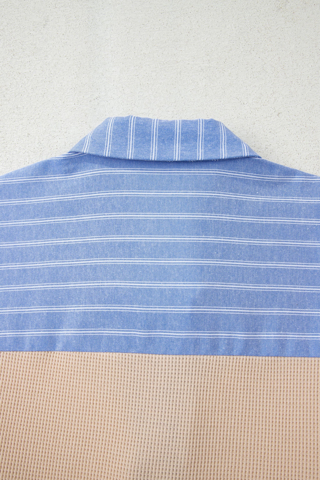Parchment Plus Size Striped Contrast Trim Waffle Knit Collared Top