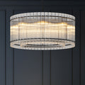 Water Ripple Crystal Glass Chandelier | 8/10-Light Modern Handmade Corrugated Glass Ceiling Light — Black or Gold, Round or Rectangular