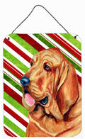 Bloodhound Candy Cane Holiday Christmas Wall or Door Hanging Prints Aluminum Metal Sign Kitchen Wall Bar Bathroom Plaque Home Decor Front Door Plaque, 12x16, Multicolor
