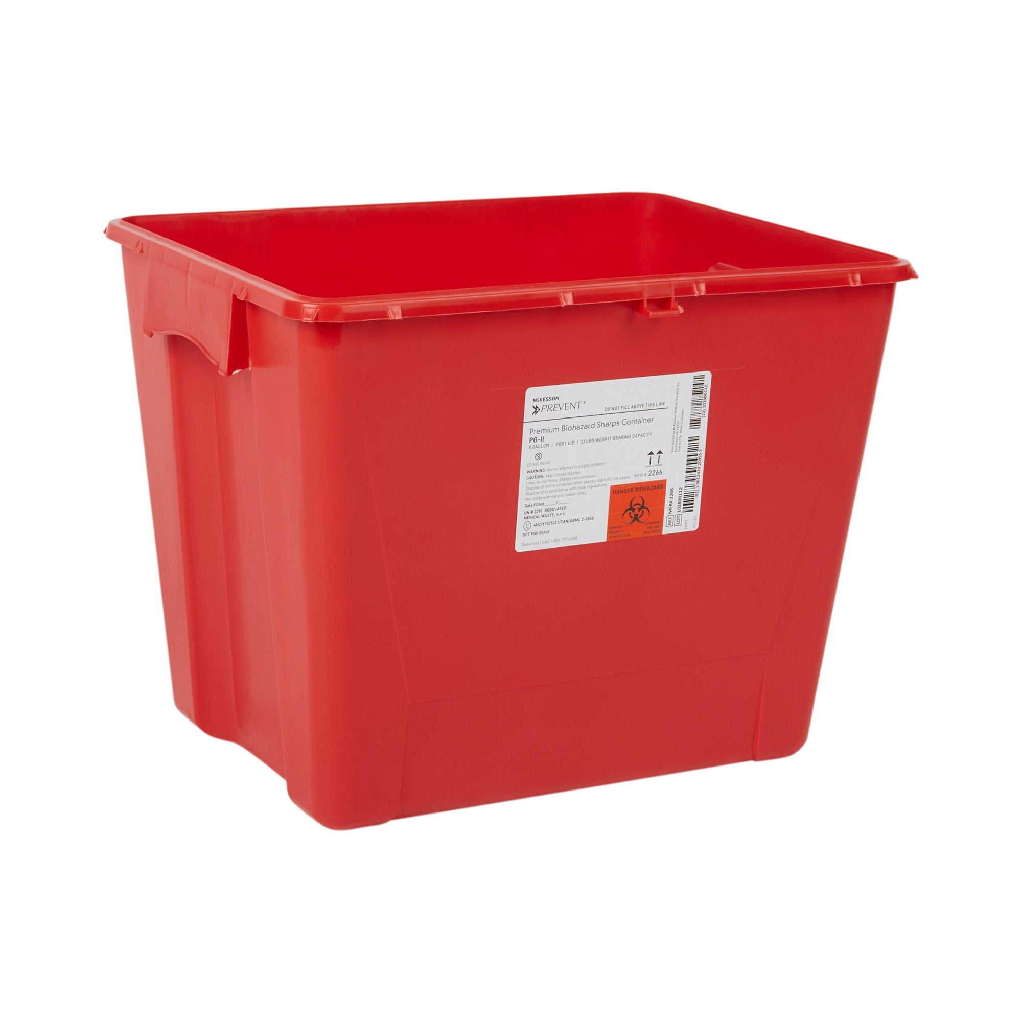 McKesson Prevent® Sharps Container, 8 Gallon, 13-1/2 x 17-3/10 x 13 Inch 2266