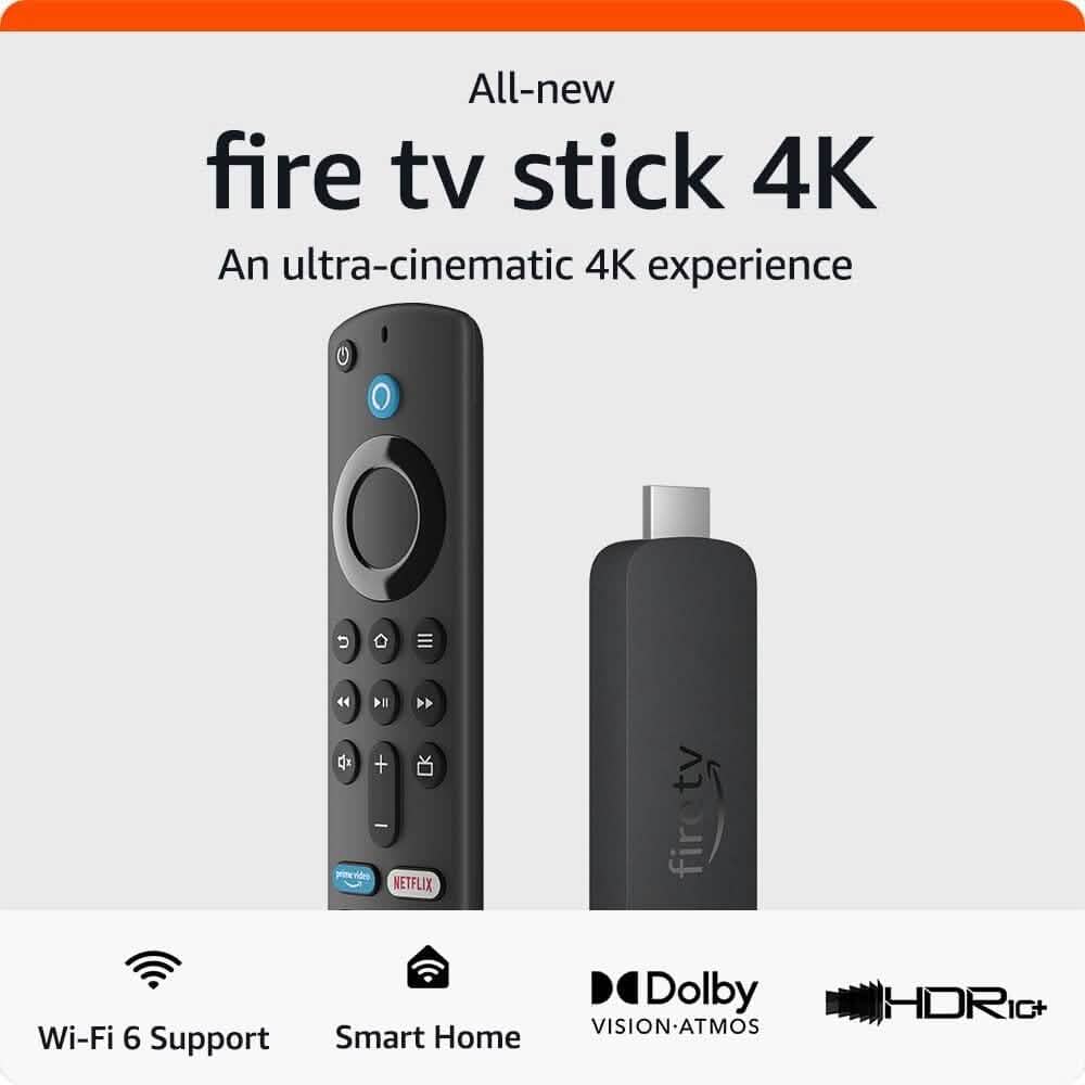 All-new Amazon Fire TV Stick 4K Streaming Device Support for Wi-Fi 6, Dolby Vision/Atmos, Free & Live TV (Refurbished)