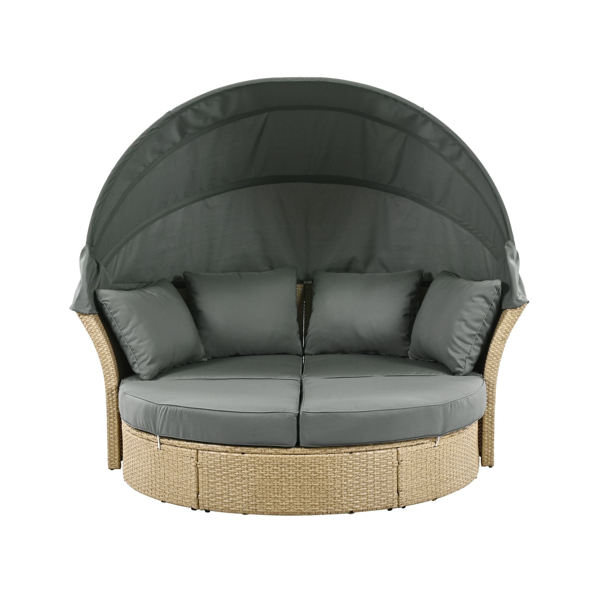 Alora Premium Outdoor Garden Wicker Rattan Patio Daybed With Retractable Canopy (SAK43581)