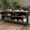 Aluminum Portable Picnic Table with 2-Tier Open Shelves and Spacious Tabletop