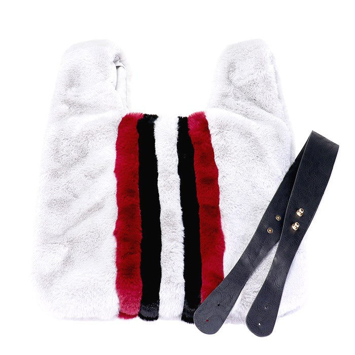 Amalia Colorblock Fluffy Faux Fur Slouchy Tote Bag Handbag