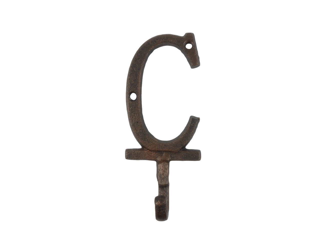 Rustic Copper Cast Iron Letter C Alphabet Wall Hook 6""