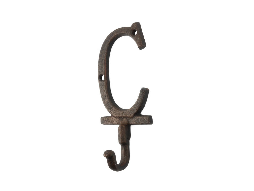 Rustic Copper Cast Iron Letter C Alphabet Wall Hook 6""
