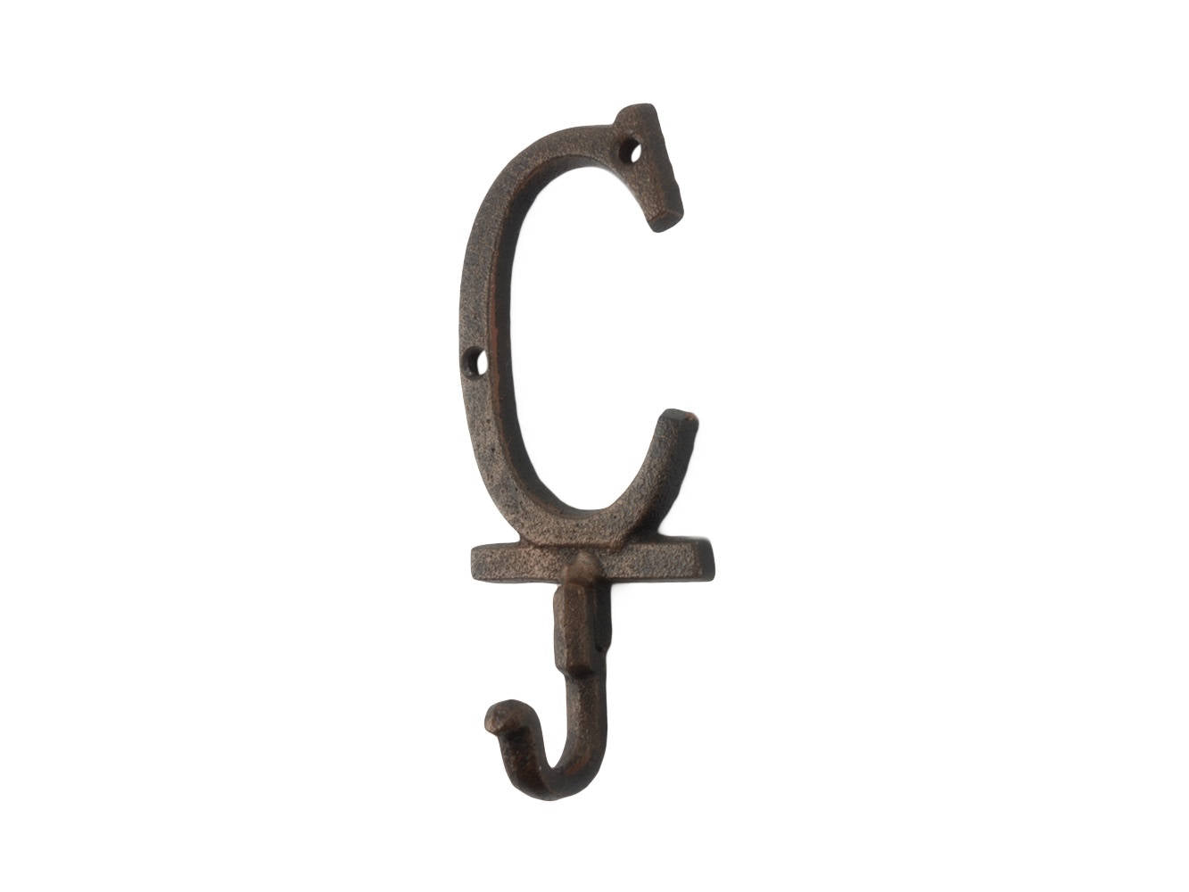 Rustic Copper Cast Iron Letter C Alphabet Wall Hook 6""