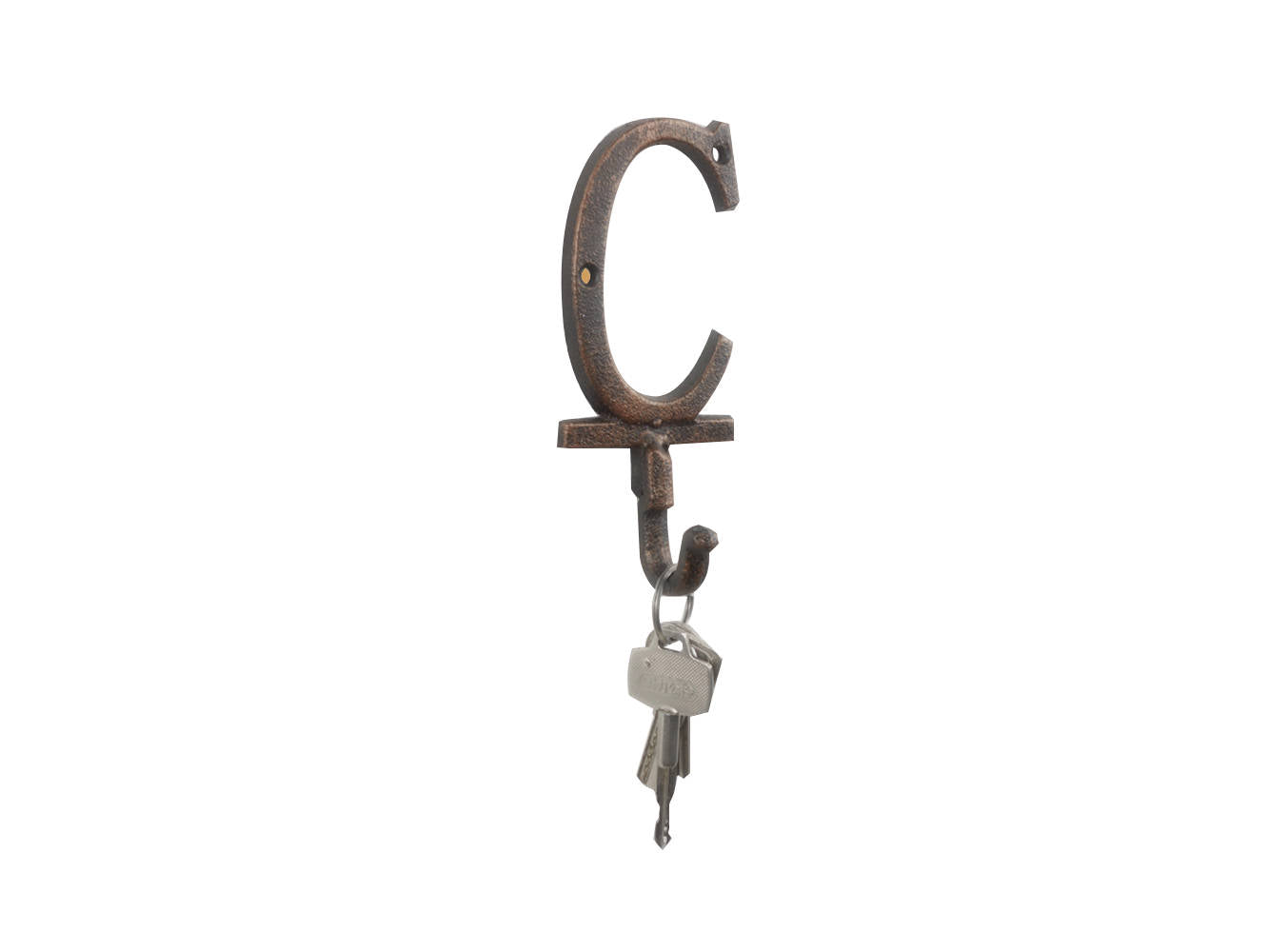 Rustic Copper Cast Iron Letter C Alphabet Wall Hook 6""