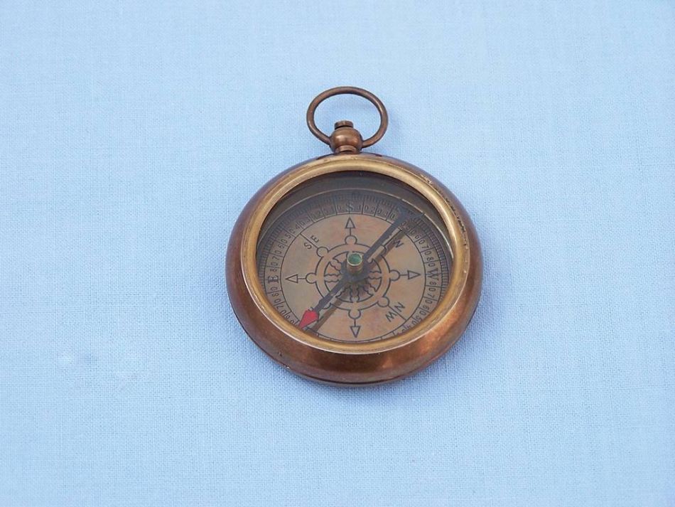 Antique Brass RMS Titanic White Star Lines Pocket Compass 3""
