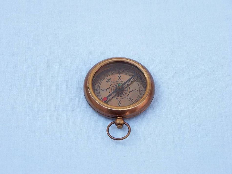 Antique Brass RMS Titanic White Star Lines Pocket Compass 3""