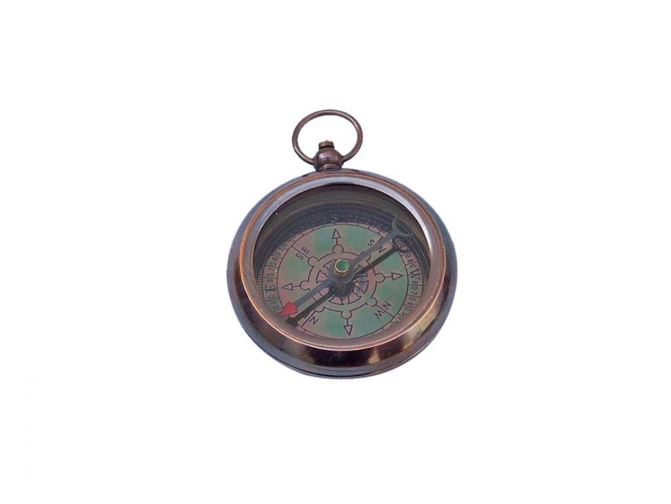 Antique Copper RMS Titanic White Star Lines Pocket Compass 3""