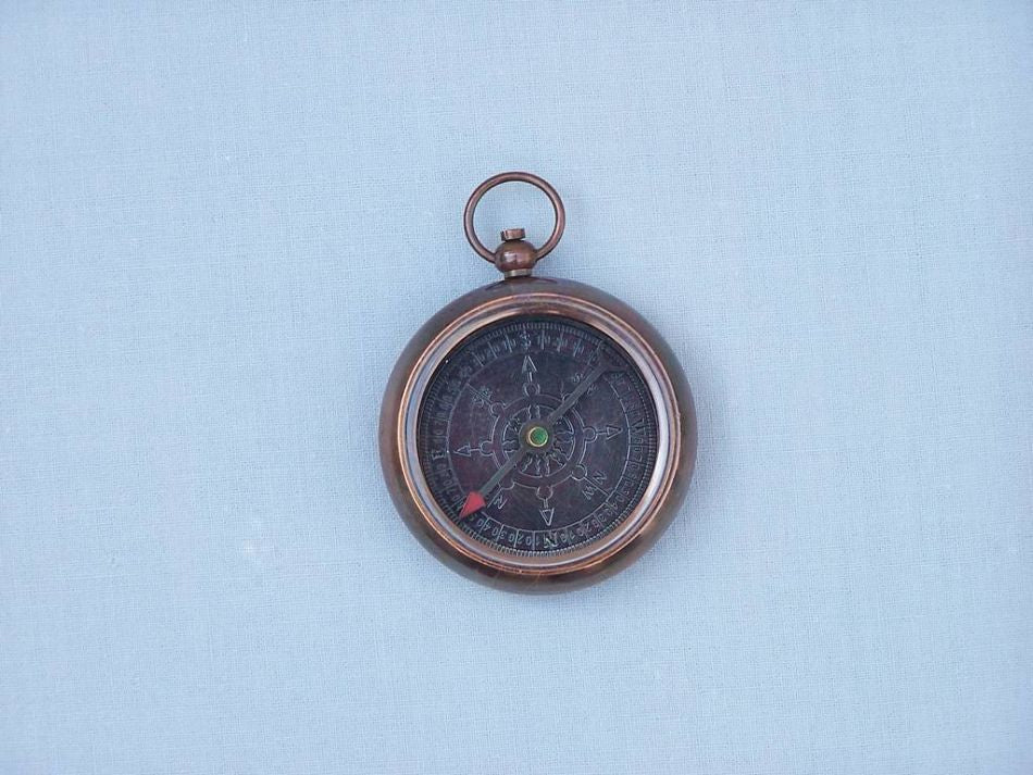 Antique Copper RMS Titanic White Star Lines Pocket Compass 3""
