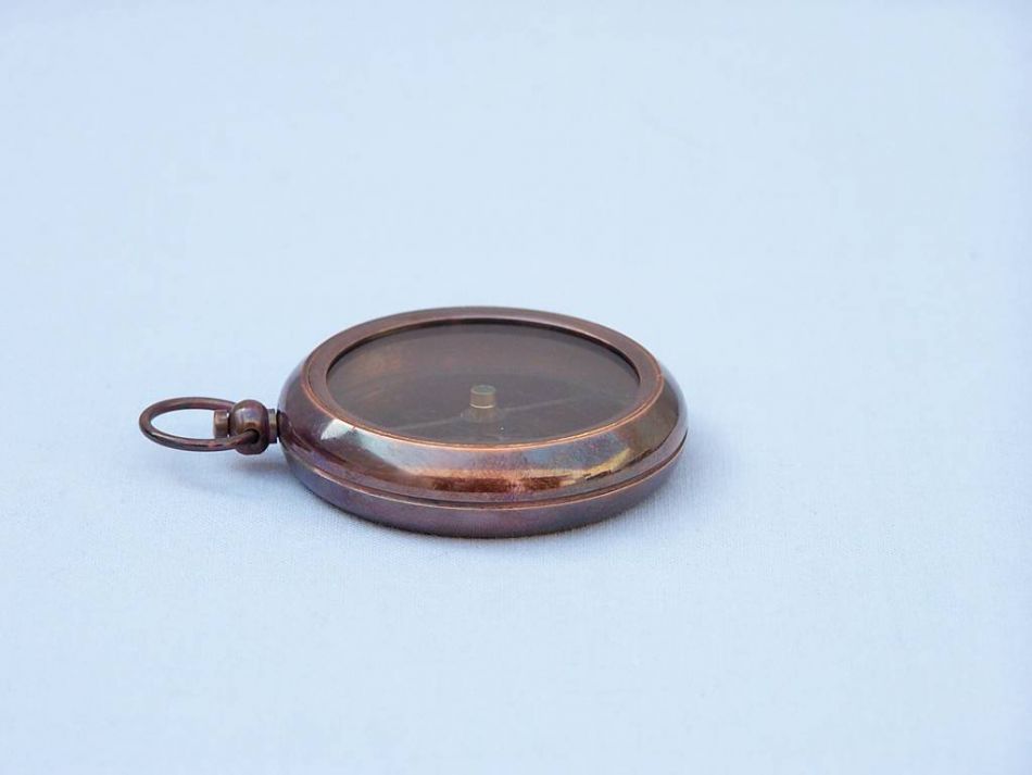 Antique Copper RMS Titanic White Star Lines Pocket Compass 3""