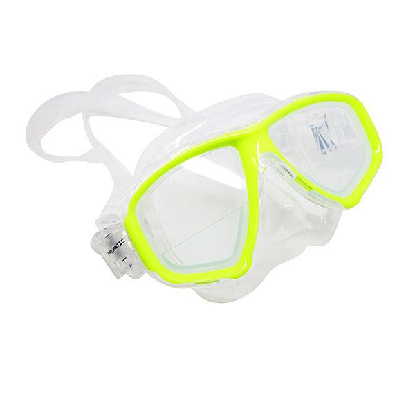 Palantic M36 Solid Neon Yellow/Clear Silicone RX Farsighted Gauge Reader Lenses Dive/Snorkeling Mask