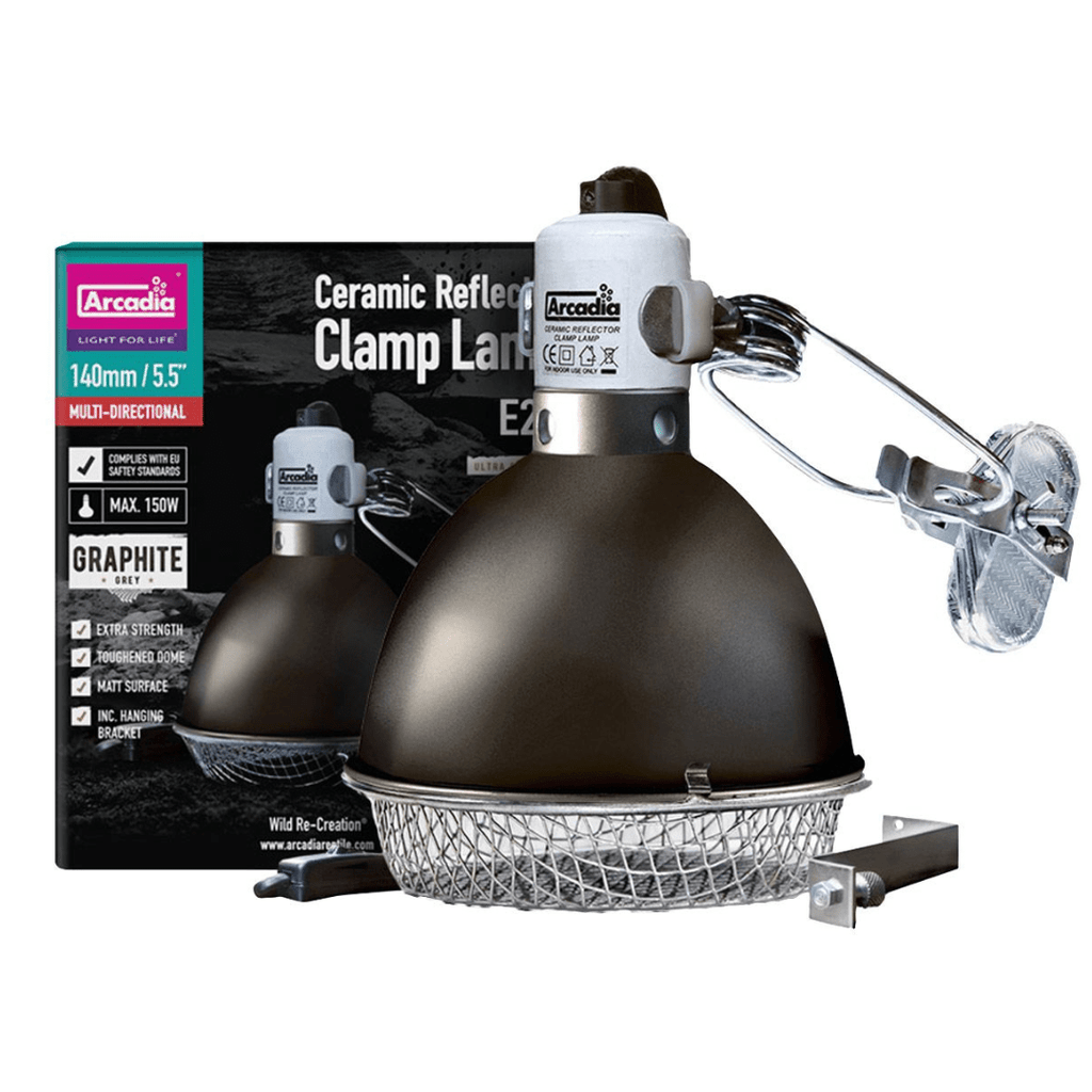 Arcadia Ceramic Reflector Clamp Lamp, Graphite - PhishStones Products