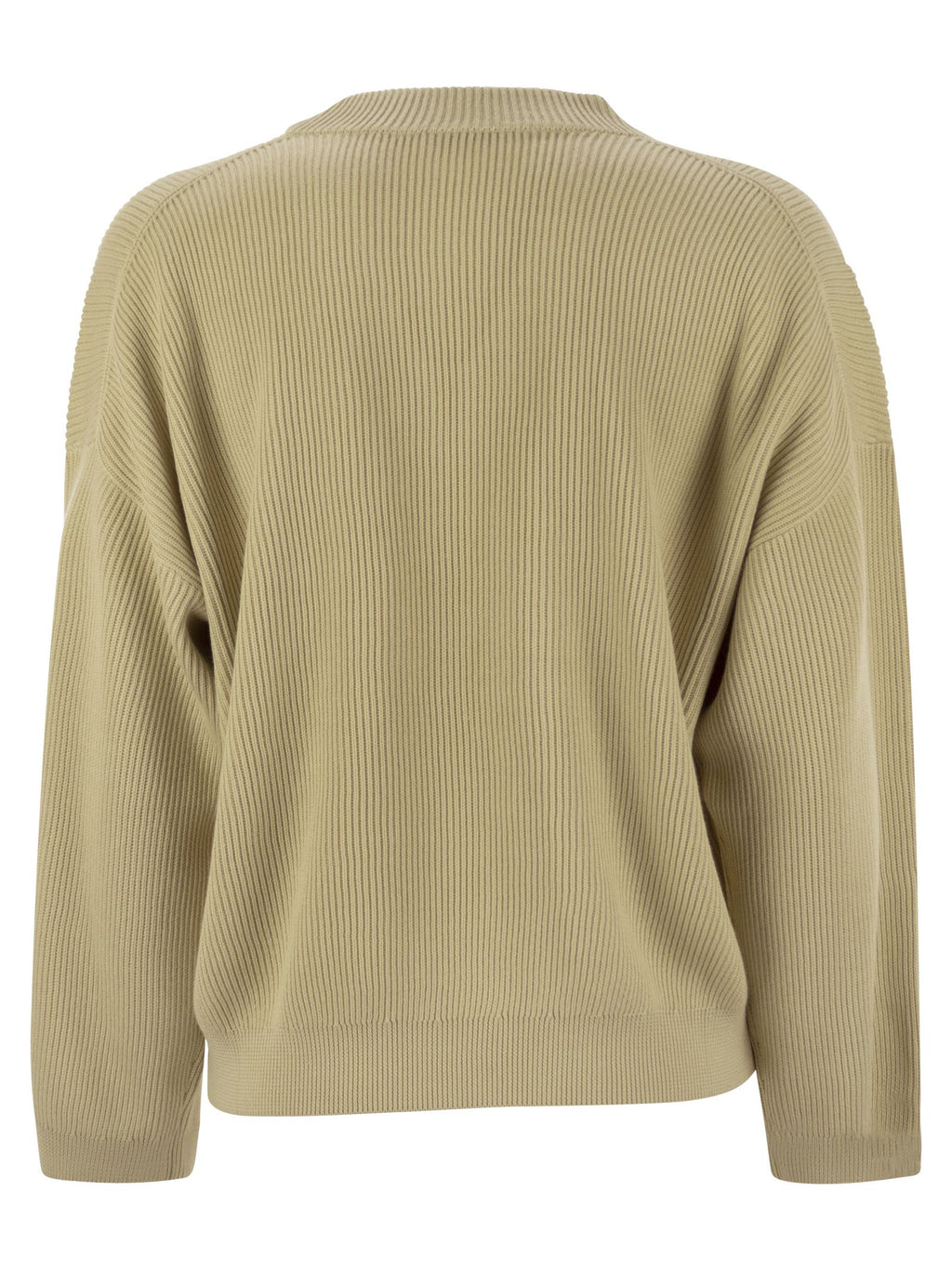 Brunello Cucinelli Women Cotton Rib Sweater With Shiny Detail