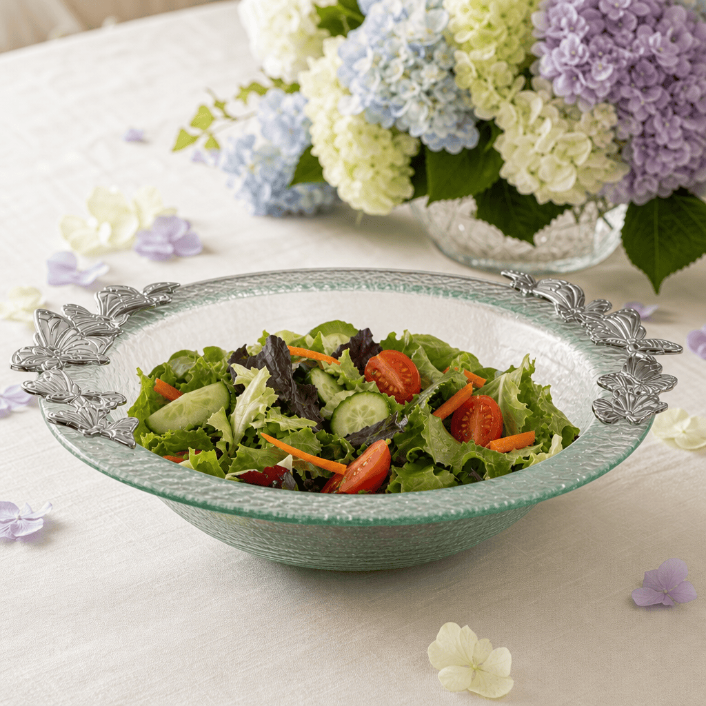 Butterfly Glass Salad Bowl
