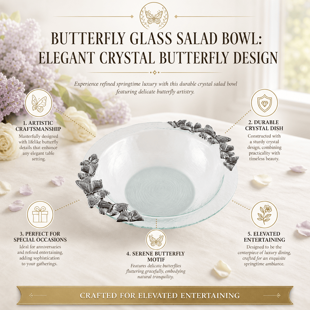 Butterfly Glass Salad Bowl