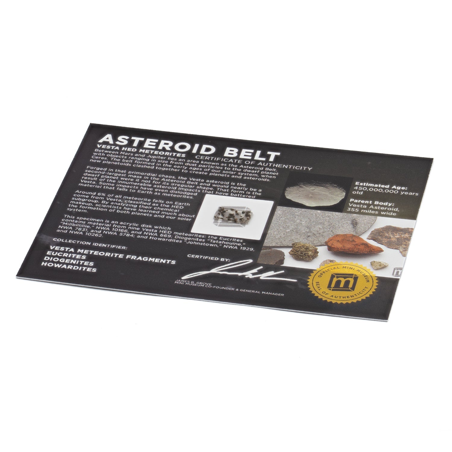 Asteroid Belt HED Meteorite Fragments - Display Card
