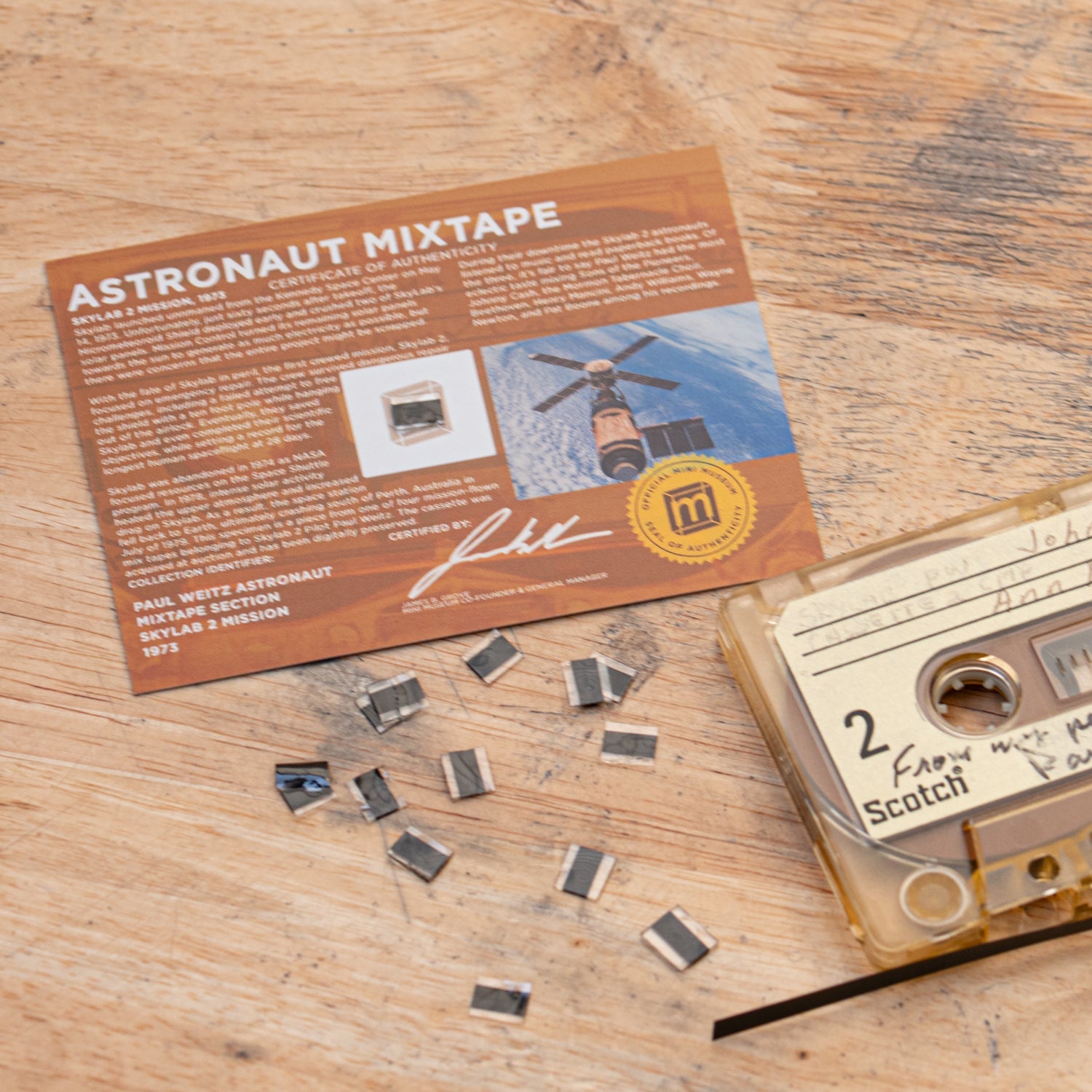 Astronaut Mixtape - Skylab Mission-Flown Cassette Tape - Display Card
