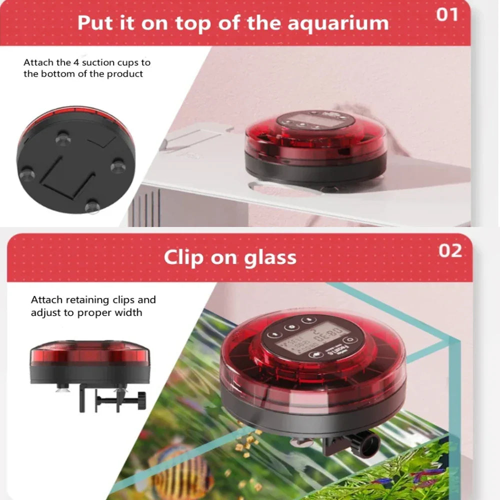 Automatic Aquarium Fish Feeder – USB Rechargeable Food Dispenser with Timer & LCD, 200g (7.1 oz) - PhishStones Products
