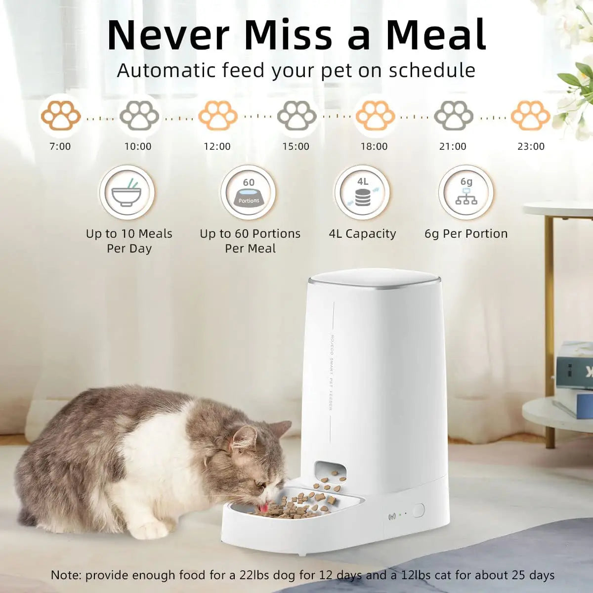 Automatic WiFi Pet Feeder 4L – Smart Kibble Dispenser for Cats & Small Dogs, App - Controlled Portion Timer & Remote - PhishStones Products