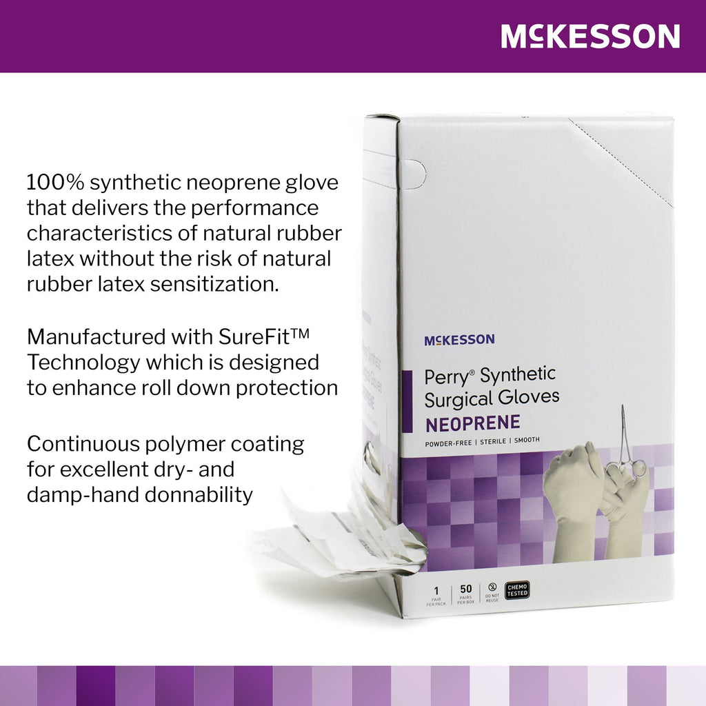 McKesson Perry® Polychloroprene Surgical Glove, Size 8.5, Cream 20-2685N