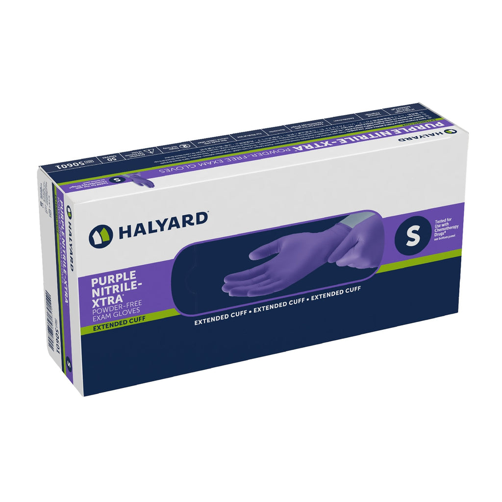 Purple Nitrile-Xtra™ Nitrile Extended Cuff Length Exam Glove, Small 50601