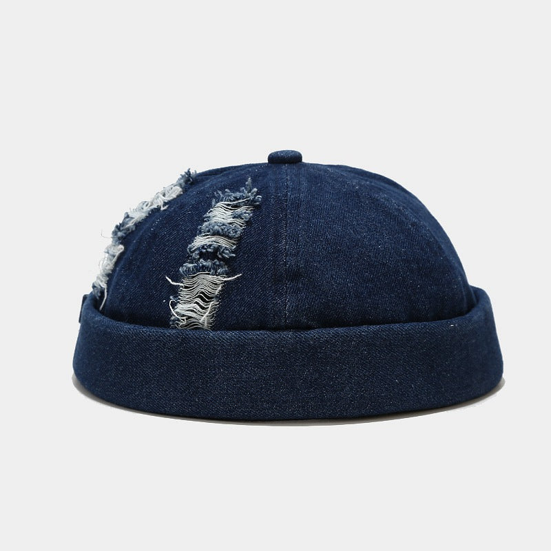 Summer Men's Single-color Light Board Foldable Frayed Washed Vintage Retro Casual Style No-visor Landlord Hat, Suitable For Daily Outdoor Use