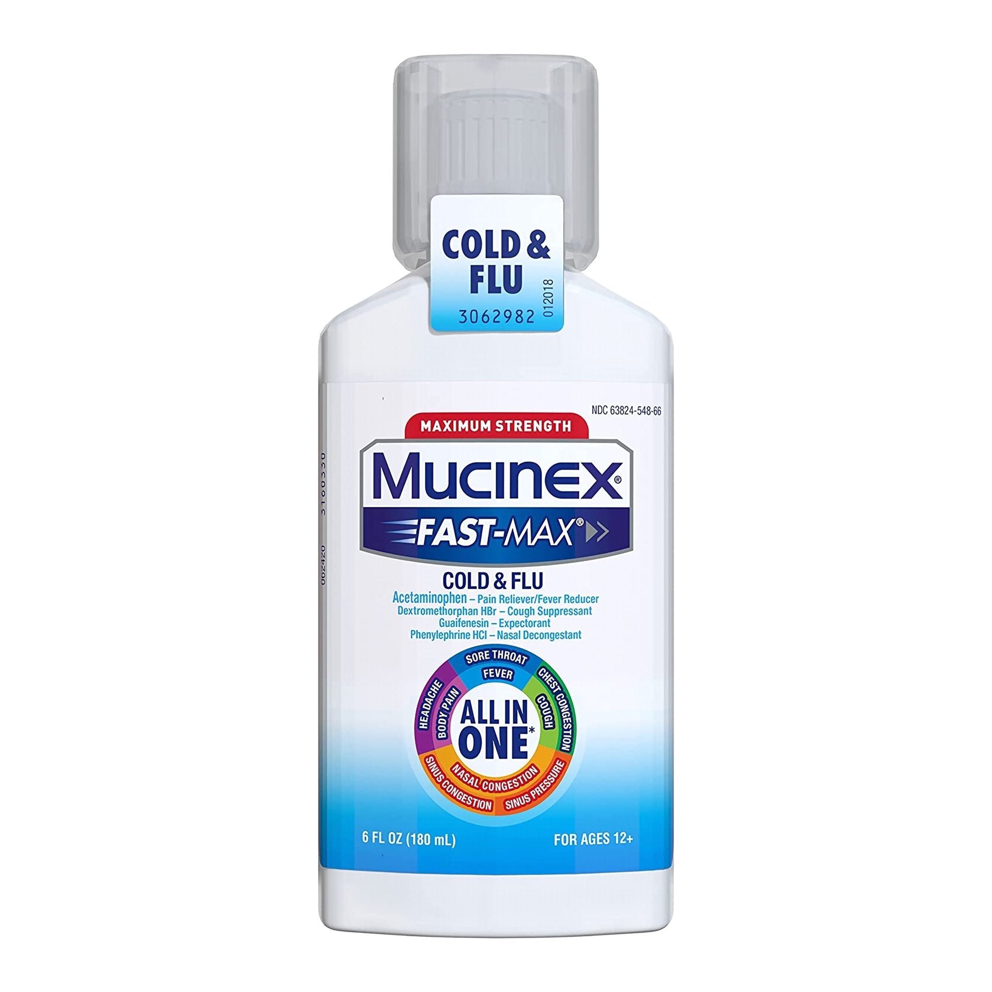 Mucinex® Fast-Max™ Cold & Flu Cold and Cough Relief, 6-ounce Bottle 63824054866