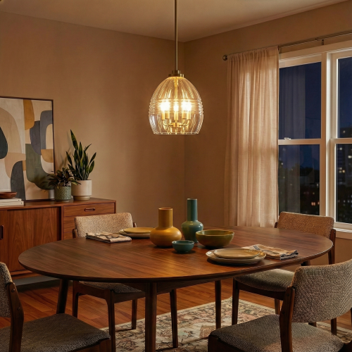 Pendant Chain Hanging Light – Satin Brass Finish & Clear Glass Shade | Modern Chic Ceiling Light