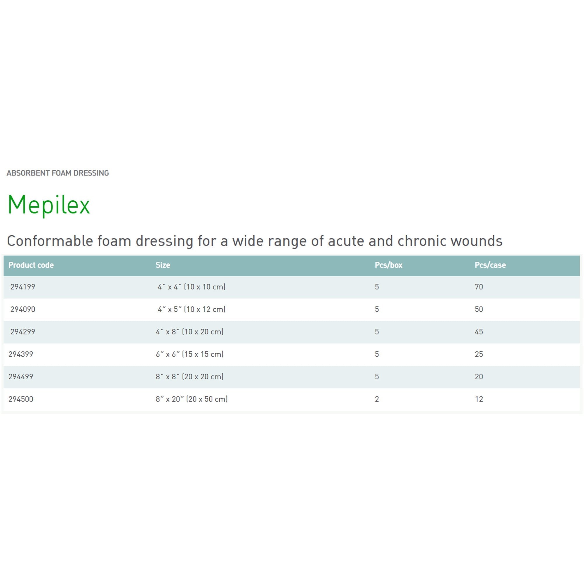 Mepilex® Silicone Adhesive without Border Silicone Foam Dressing, 4 x 4 Inch 294199