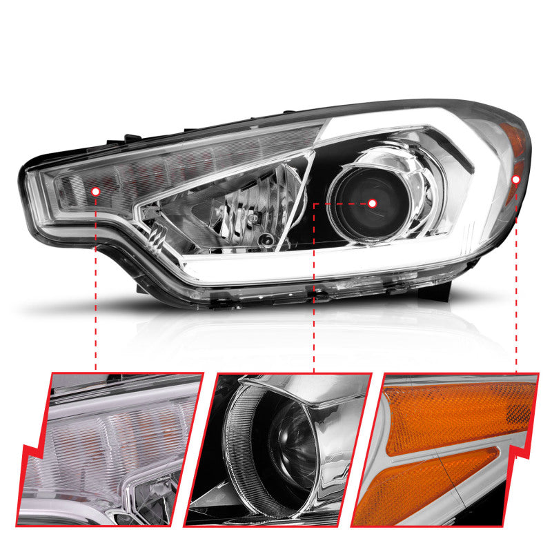 ANZO 2014-2016 Kia Forte Projector Headlights w/ Light Bar Chrome Housing 121561