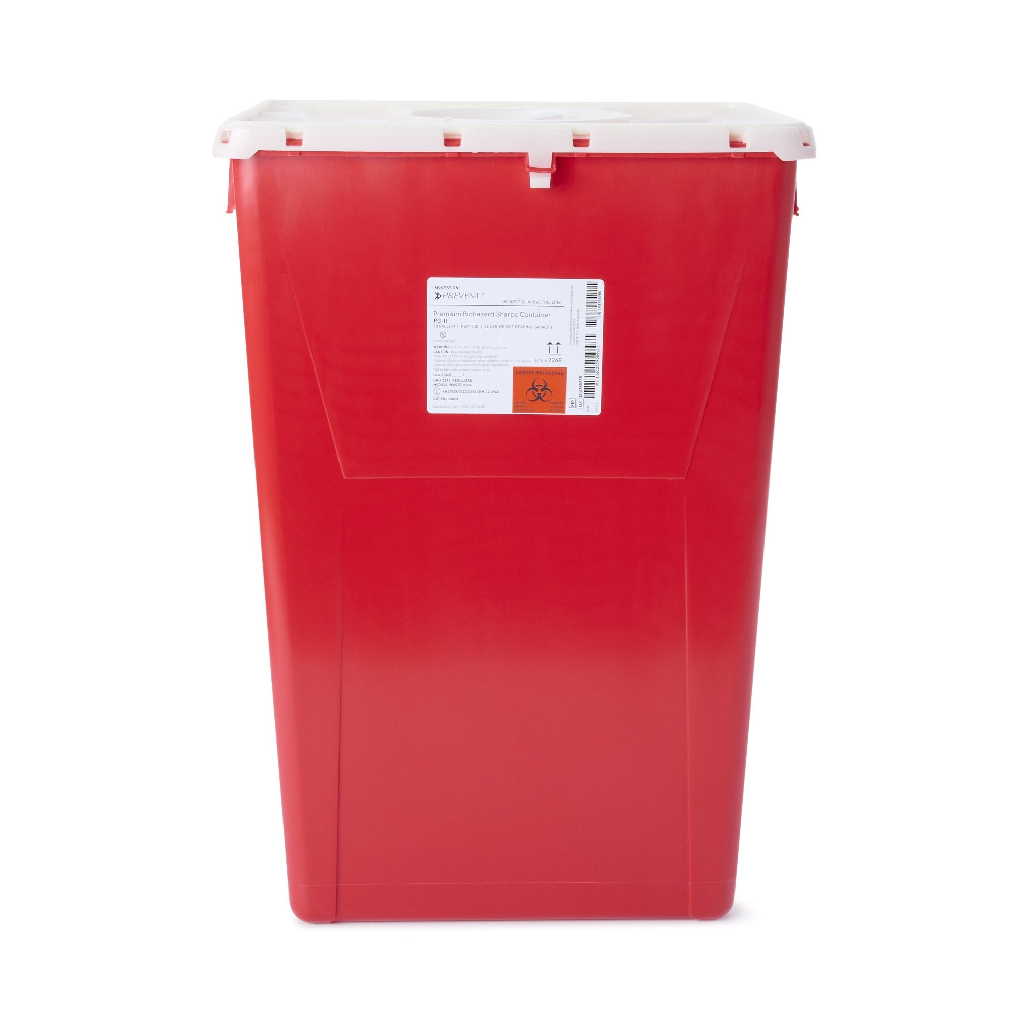 McKesson Prevent® Sharps Container, 18 Gallon, 24-3/5 x 17-3/10 x 13 Inch 2268
