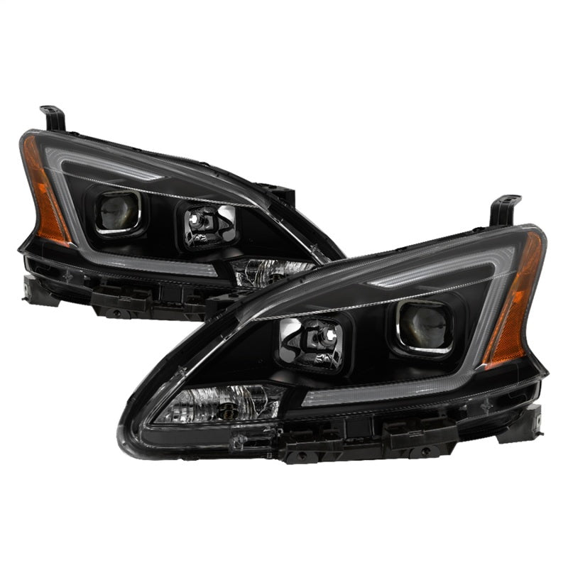 SPYDER xTune 13-15 Nissan Sentra DRL LED Light Bar Proj Halogen Headlights - Blk Smoke (PRO-JH-NS13-LB-BSM) 9042973