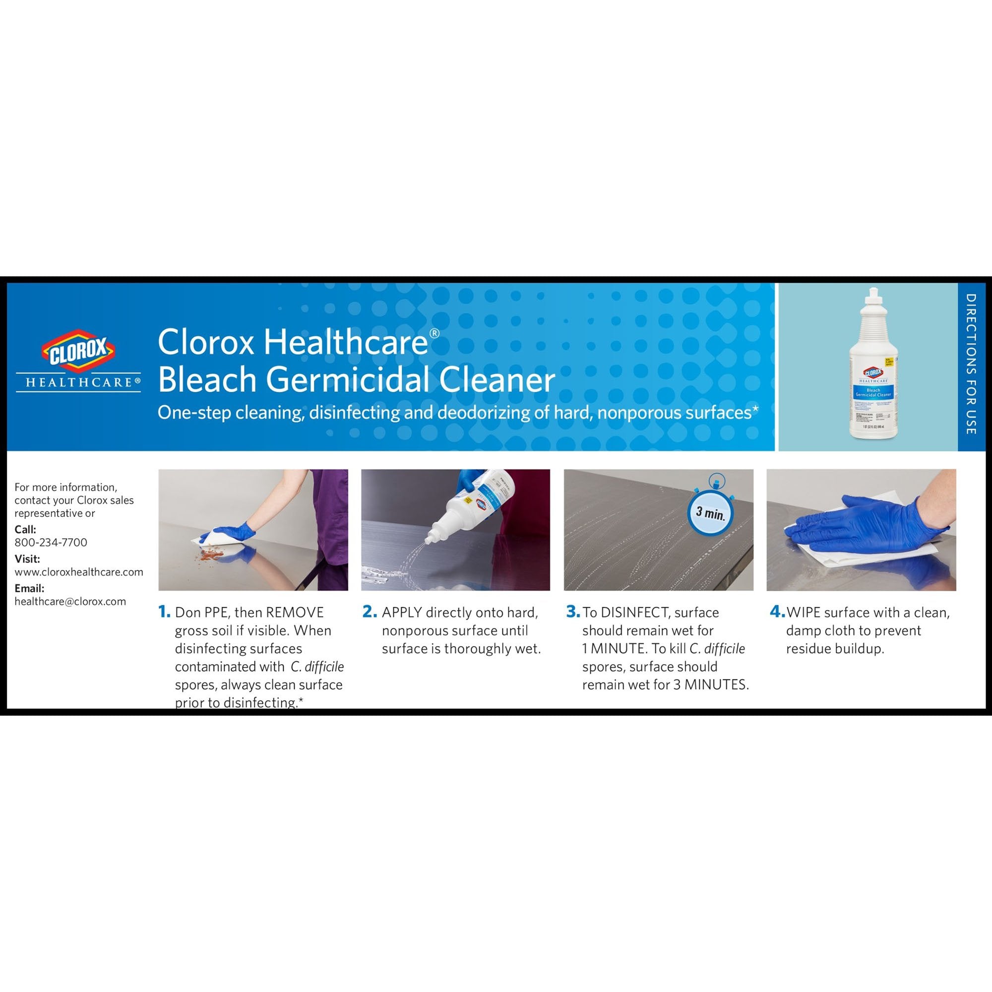Clorox Healthcare® Bleach Germicidal Cleaner, 32-ounce bottle 68832
