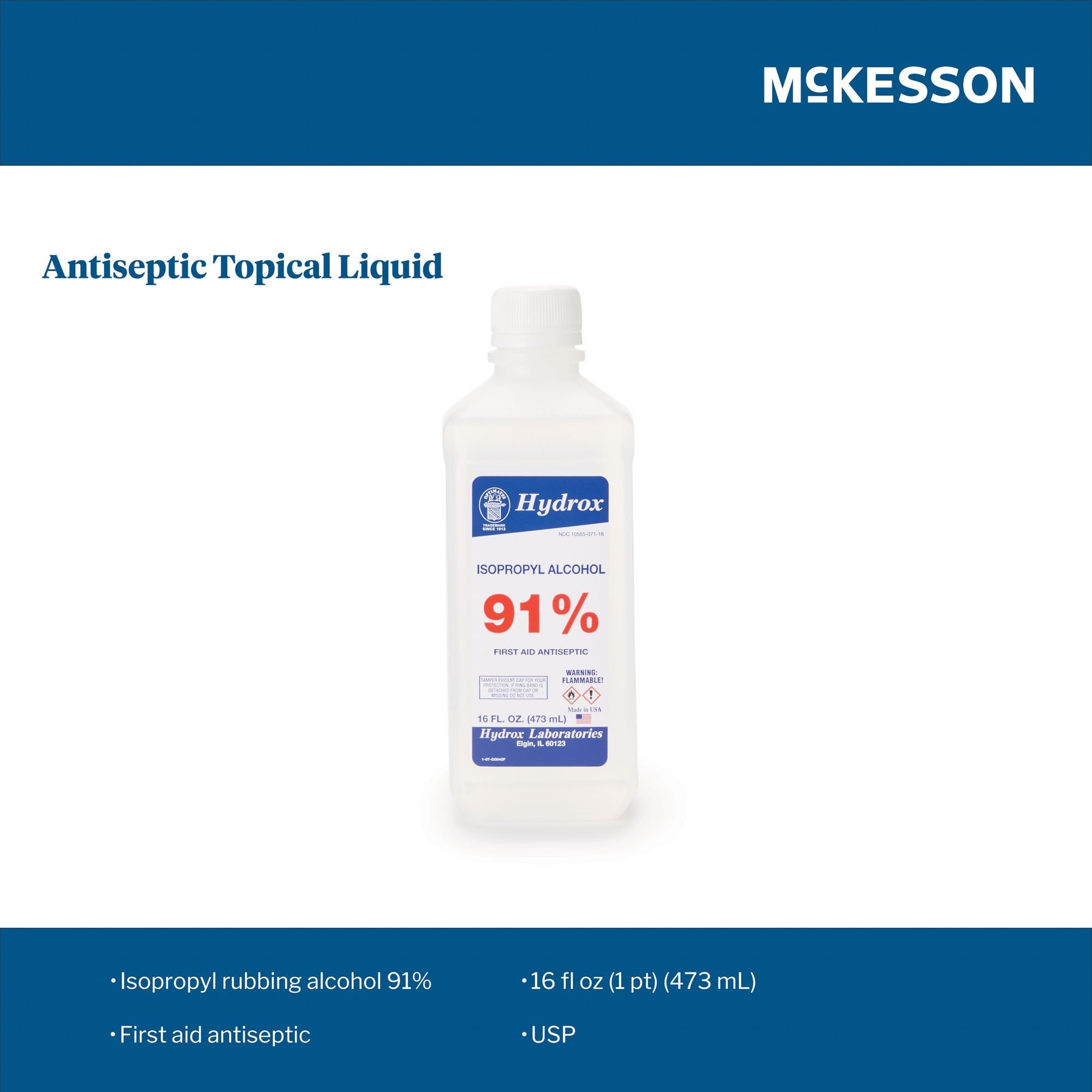 Hydrox Isopropyl Alcohol Antiseptic, 16 oz. Bottle D0042