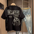 Brand Short Sleeve Ins 100 Cotton Coat Summer Men's Printed T-shirt Trendy Men And Women All-matching Crew Neck T-shirt Men
