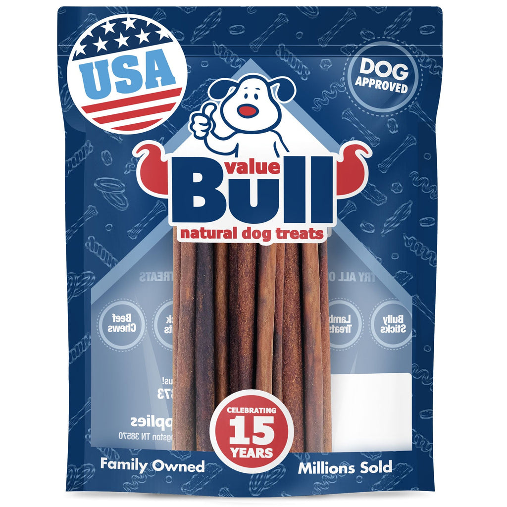 ValueBull USA Beef Collagen Sticks for Dogs, 12 Inch Thin Chews, 10 Count