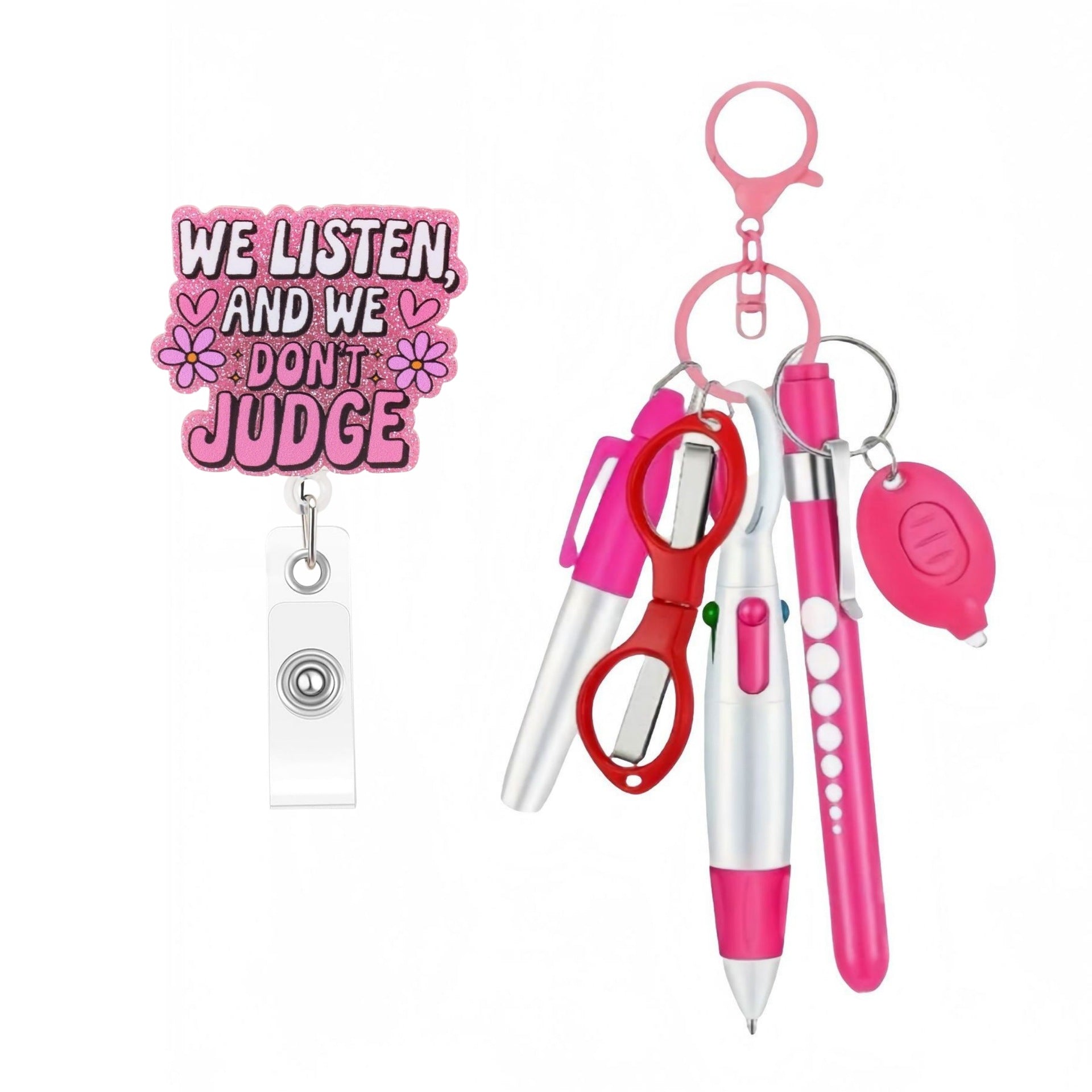 Retractable Nurse Pen Set Keychain With Flashlight